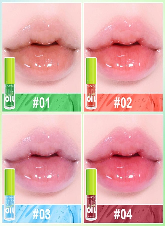 LemonSac 4 PCS Hydrating Lip Oil, Big Brush Head Lip Glaze Shiny Transparent Lip Glow Oil, Nourishing & Non-sticky Long Lasting Fresh Clear Smooth Lip Care Plumping Lip Oil (4PCS) - Image 3