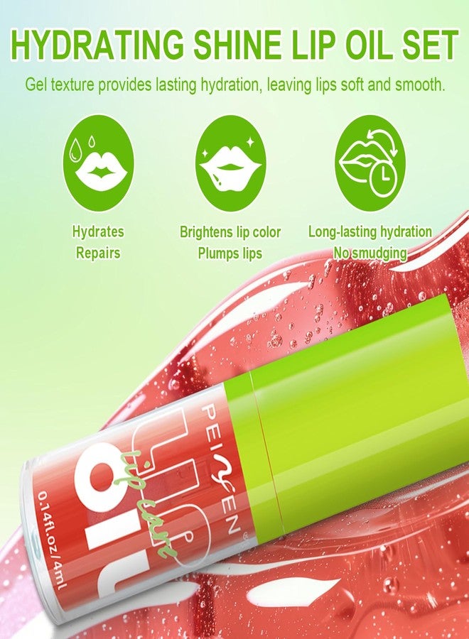 LemonSac 4 PCS Hydrating Lip Oil, Big Brush Head Lip Glaze Shiny Transparent Lip Glow Oil, Nourishing & Non-sticky Long Lasting Fresh Clear Smooth Lip Care Plumping Lip Oil (4PCS) - Image 2