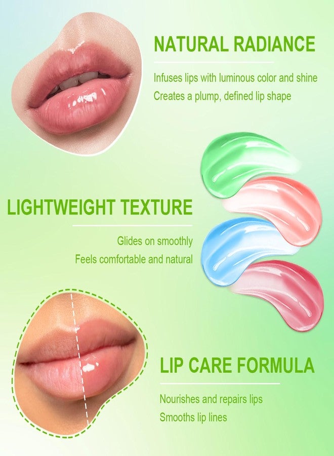 LemonSac 4 PCS Hydrating Lip Oil, Big Brush Head Lip Glaze Shiny Transparent Lip Glow Oil, Nourishing & Non-sticky Long Lasting Fresh Clear Smooth Lip Care Plumping Lip Oil (4PCS) - Image 4