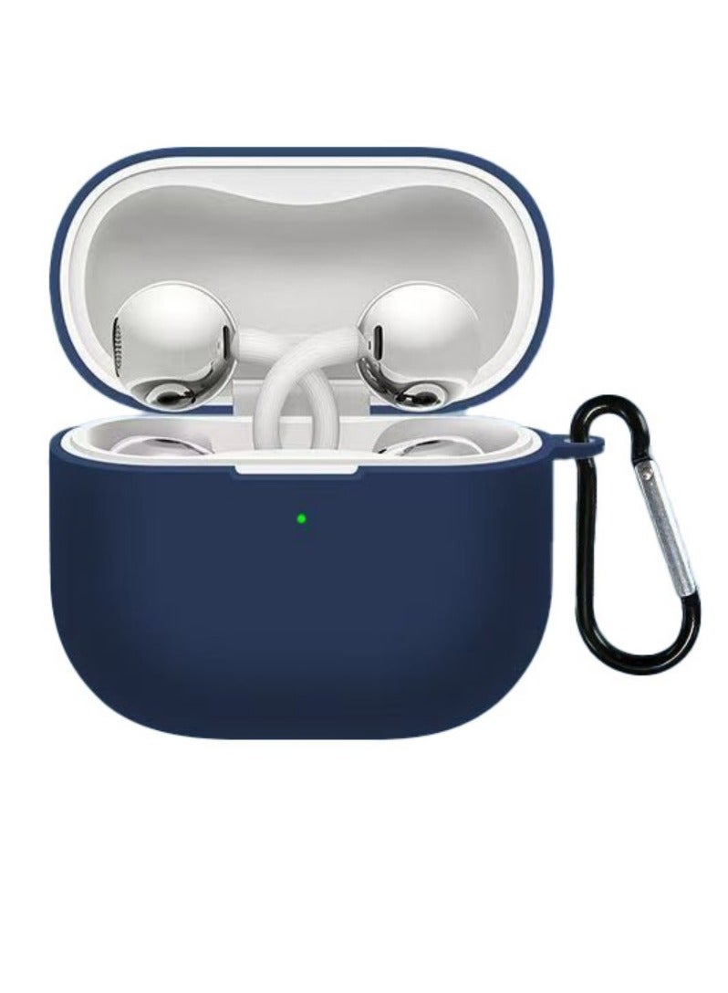 Silicone Headphone Case for Huawei FreeClip 2 with Carabiner, Anti-scratch, Dust-proof and Shockproof Earphone Cover with Hooks Blue