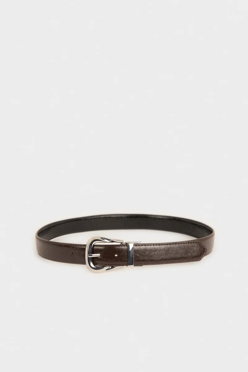 Woman Double Sided Clasp Faux Leather