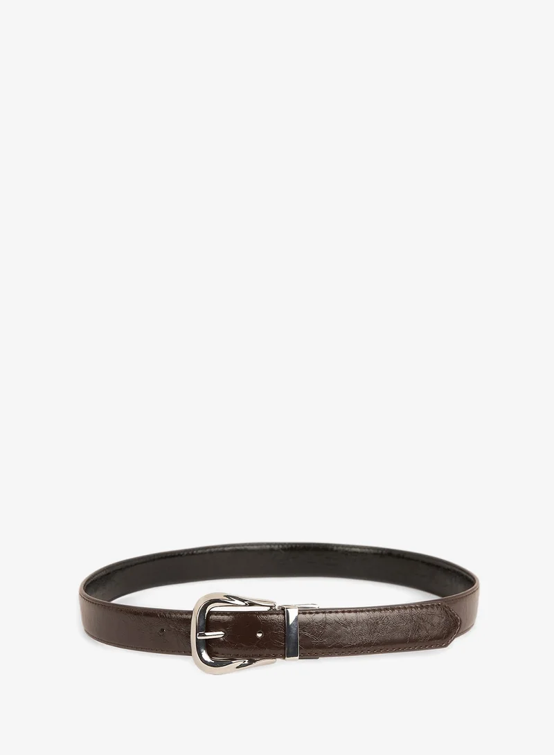 Woman Double Sided Clasp Faux Leather