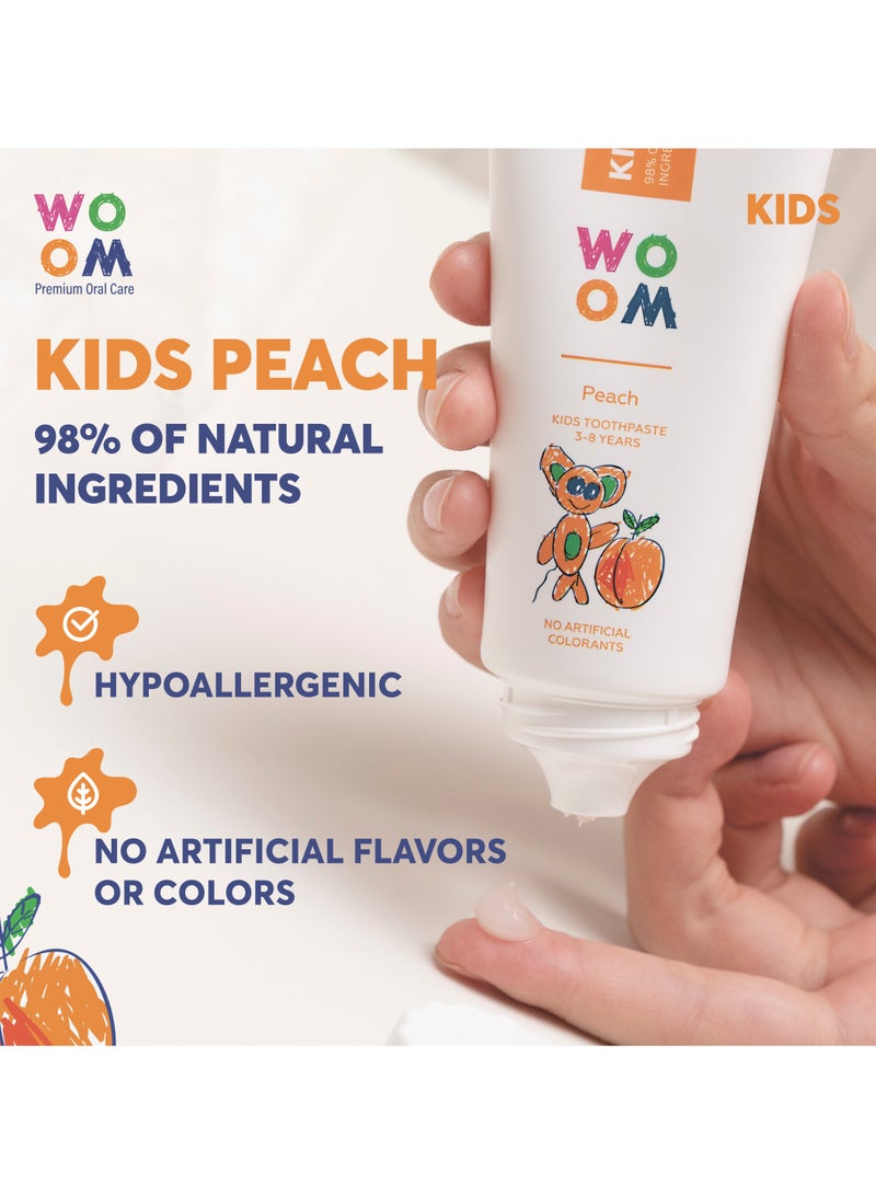 ووؤوم معجون أسنان وووم كيدز بنكهة الخوخ (للأطفال من سن 3 إلى 8 سنوات)، 50 مل - Image 4