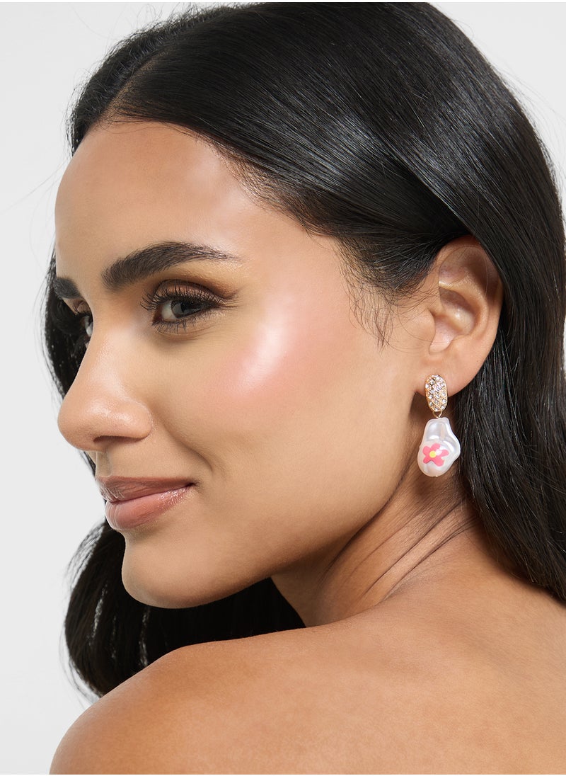 Ginger - Floral Pearl Drop Earrings - Image 1