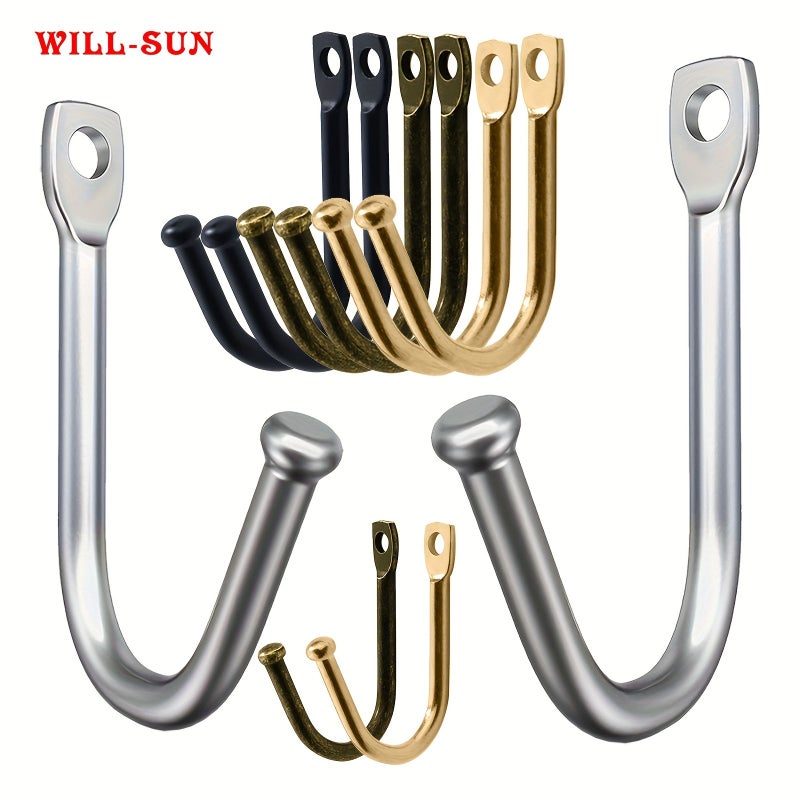6pcs Bronze Metal Wall Mounted Coat Hooks With Screws For Keys Bags Towels - Image 1