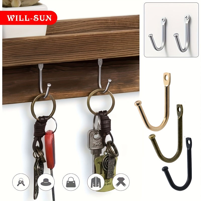6pcs Bronze Metal Wall Mounted Coat Hooks With Screws For Keys Bags Towels - Image 5