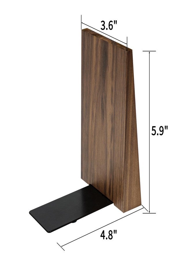 Luxdecor Wood Book End Hold Heavy Books- Decorative Bookends for Shelves, Sturdy Book Holders for Heavy Books Non Skid,Walnut Wood Bookends for Office Desk Non-Skid, 2pack Triangle Bookend - Image 5