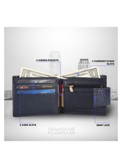HAMMONDS FLYCATCHER HAMMONDS FLYCATCHER Genuine Leather Wallet for Men, RFID Protected Leather Purse for Men, Money Purse for Men, Bi-Fold Wallet, 7 Card Slots, Zipper Coin Pocket, Metal Snap Button - Croc Blue  - Image 4