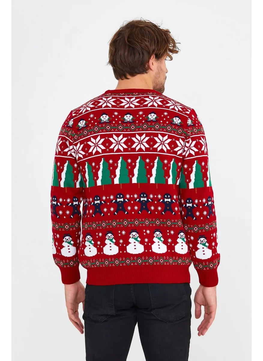 Cool Tarz Cool Style Red-Green Men's Christmas New Year Sweater