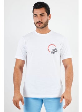 DIESEL Men Crew Neck Short Sleeves Graphic T-Shirt, White  - Image 1