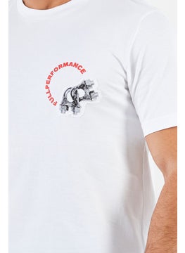 DIESEL Men Crew Neck Short Sleeves Graphic T-Shirt, White  - Image 4