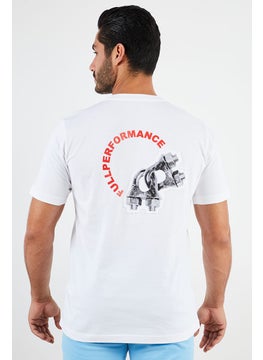 DIESEL Men Crew Neck Short Sleeves Graphic T-Shirt, White  - Image 3