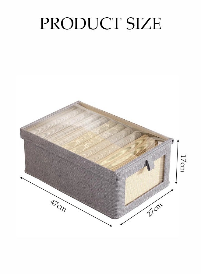DUNISO 3 Pcs Foldable Wardrobe Organizer Boxes, Drawer Organizer With Transparent Visible Windows And Handles，Sturdy and Durable，for Organizing Clothing Jeans Toys Book Shelves Closet Wardrobe - Image 4