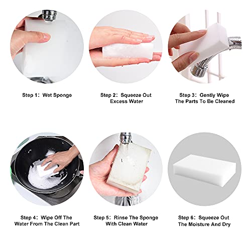 POWOBEST Magic Erasers Sponge, 100 Pack Extra Premium Melamine Sponge Foam Cleaning Pads in Bulk, Non-Scratch Scrub Sponge, Household Cleaning Kitchen Dish Sponges (White) - Image 3