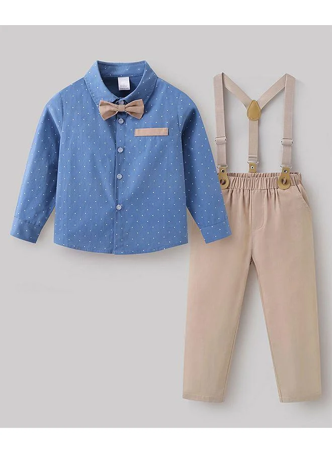 Mark & Mia Mark & Mia All Over Dot Printed Full Sleeves Party Suit - Blue/Beige