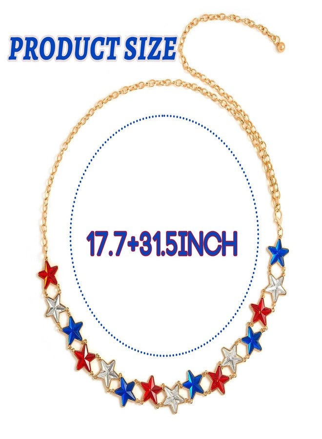 ELABEST Rhinestone Chain Belt Crystal Waist Belt Statement Diamond Patriotic Star Belly Jewelry - Image 3