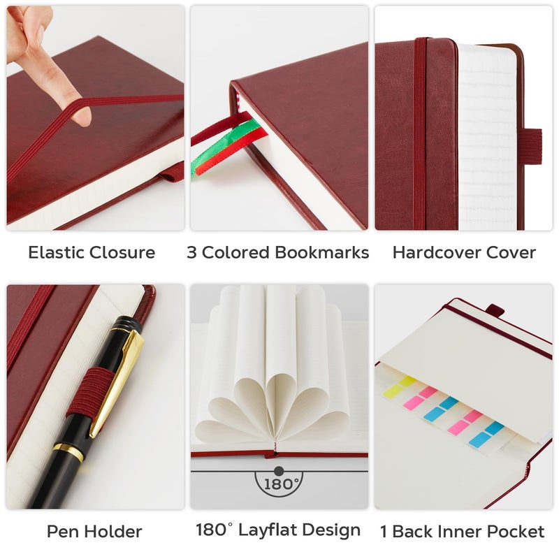 FOCUS DAY 8.5 x 11 Large Journal Notebook Notepad for Women Men Writing, 320 Pages Hardcover Leather Bound Notebook journal college ruled, 100Gsm Lined Paper, Burgundy - Image 2