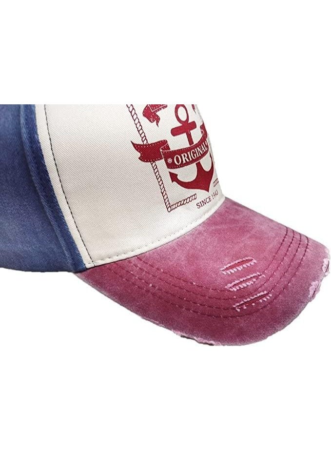 Sun Hat | Vintage Washed Cotton Cap with Nautical Anchor Design – 100% Cotton Headwear for Men & Women | Classic & Trendy Summer Fashion Accessory  - Image 2