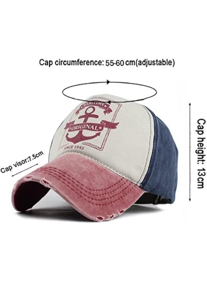 Sun Hat | Vintage Washed Cotton Cap with Nautical Anchor Design – 100% Cotton Headwear for Men & Women | Classic & Trendy Summer Fashion Accessory  - Image 1