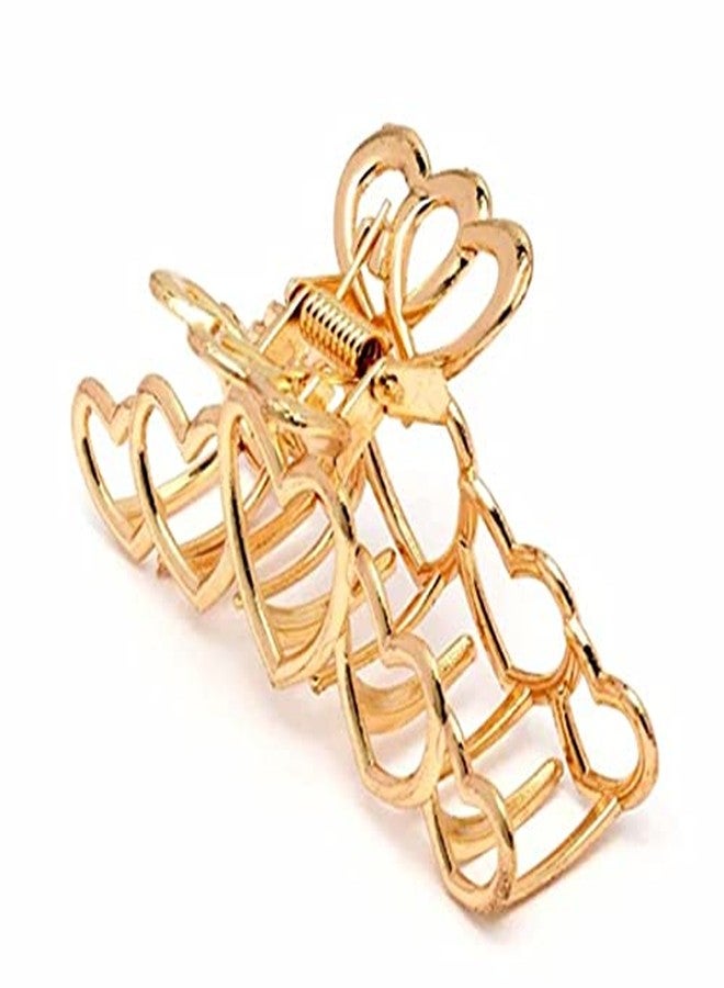 HOMEMATES 1 Pcs Large Metal Hair Claw Clips Hair Catch Barrette Jaw Clamp Clutches for Women Half Bun Hairpins for Thick Hair Clips Hair Accessories For Girls Women Hair Claw (Heart) - Image 3