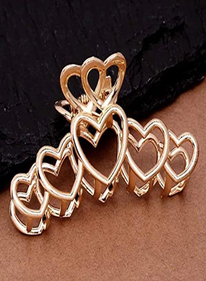HOMEMATES 1 Pcs Large Metal Hair Claw Clips Hair Catch Barrette Jaw Clamp Clutches for Women Half Bun Hairpins for Thick Hair Clips Hair Accessories For Girls Women Hair Claw (Heart) - Image 1