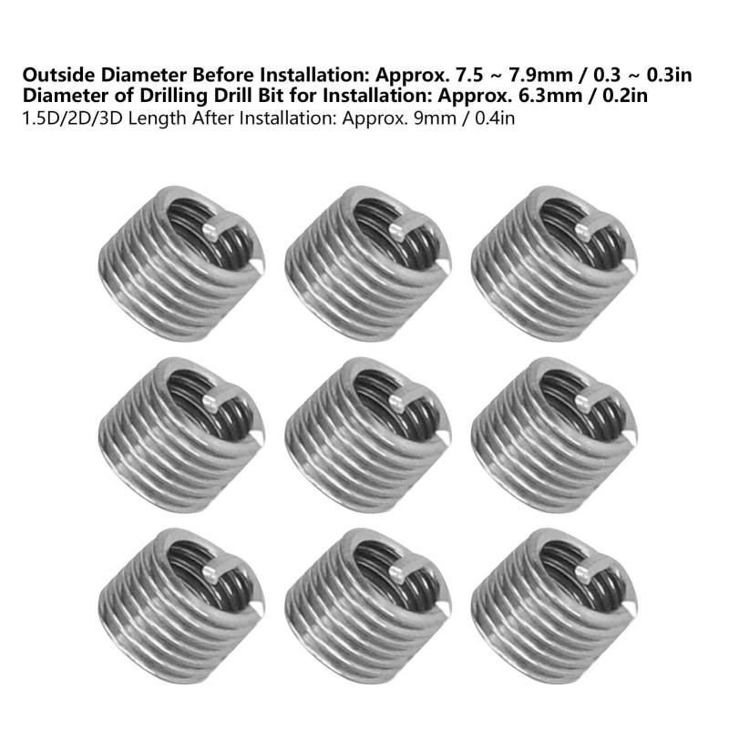 M6x11.5D Stainless Steel Thread Inserts 100Pcs - High-Strength Wear-Resistant Fastener for Thread Repair - Image 5