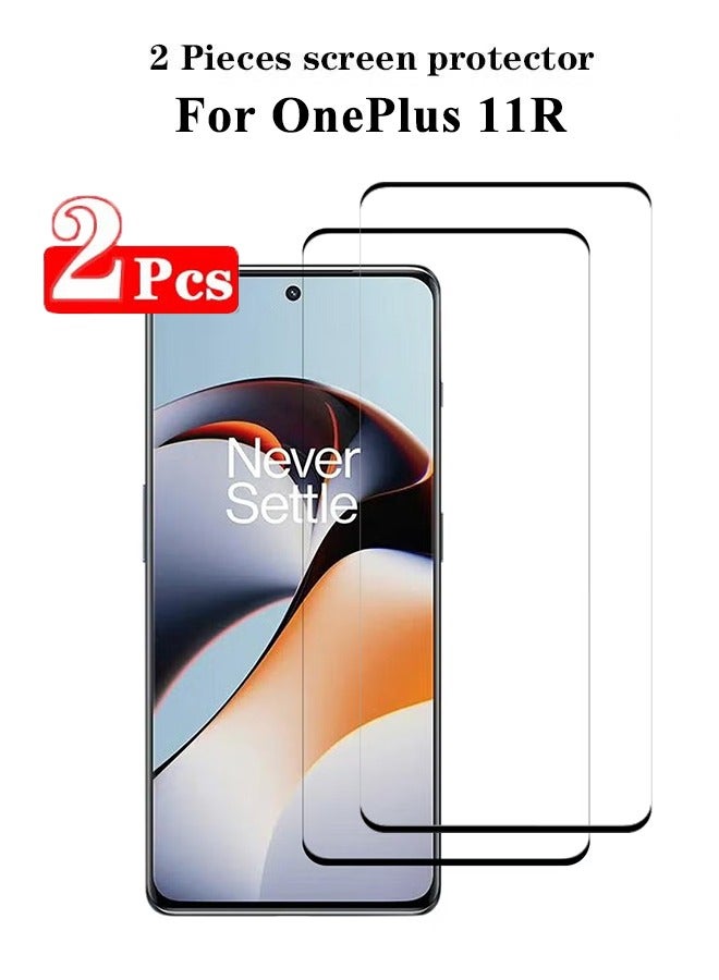 أوشن 2 قطع الزجاج المعتدل الواقي الشاشة، HD وضوح معتدلة الفيلم الفيلم السينمائي، مضاد للخدش الواقي الشاشة الفيلم، مناسب ل OnePlus 11R الأسود/واضح - Image 1