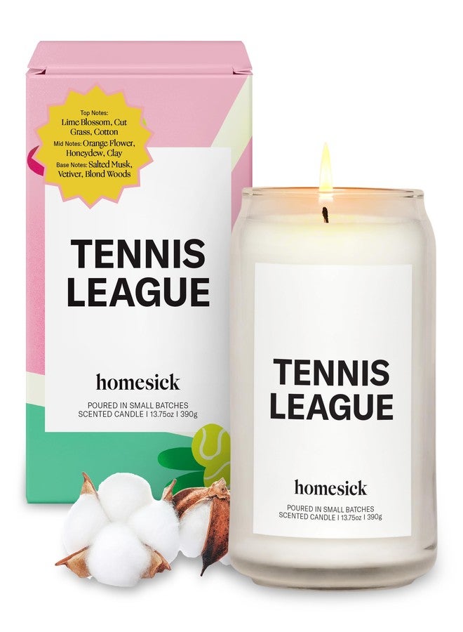 Homesick Scented Candles for Home (Tennis League) - 13.75 oz Long-Lasting Soy Wax Blend Jar Candle Gifts for Women & Men, 60-80 Hours Burn Time - Notes of Lime Blossom, Orange Flower, Salted Musk - Image 1
