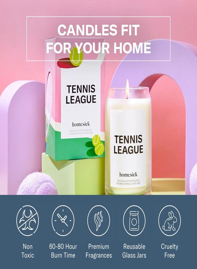 Homesick Scented Candles for Home (Tennis League) - 13.75 oz Long-Lasting Soy Wax Blend Jar Candle Gifts for Women & Men, 60-80 Hours Burn Time - Notes of Lime Blossom, Orange Flower, Salted Musk - Image 5