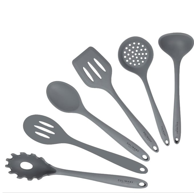 GREY SILICONE KITCHEN UTENSILS SET OF 6 NONSTICK HEATRESISTANT SILICONE KITCHEN UTENSILS SET WITH STEEL INNER CORE