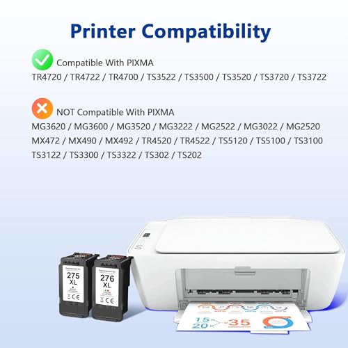 TECKKIN PG-275XL CL-276XL Replacement for Canon 275 and 276 Ink Cartridges for Canon Ink 275 and 276 275XL 276XL Combo Pack Use to PIXMA TR4720 TS3522 TR4700 TS3722 TS3500 TS3520 TS3720 TR4722 (2 Pack) - Image 2