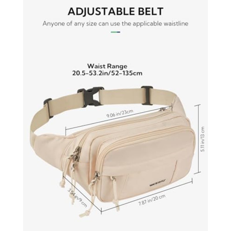Fanny Pack Waist Packs: Crossbody Belt Bag Fanny Packs for Women Men with 5 Zipper Pockets Adjustable Strap Waist Bag Hip Pack for Traveling Cycling Running Hiking-White - Image 5