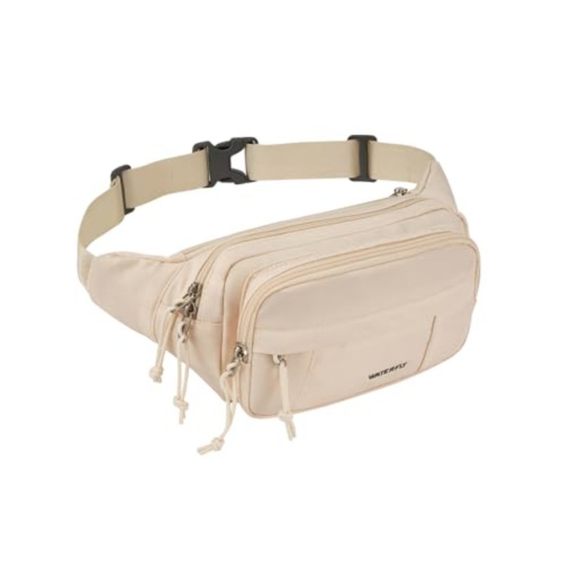 Fanny Pack Waist Packs: Crossbody Belt Bag Fanny Packs for Women Men with 5 Zipper Pockets Adjustable Strap Waist Bag Hip Pack for Traveling Cycling Running Hiking-White - Image 1