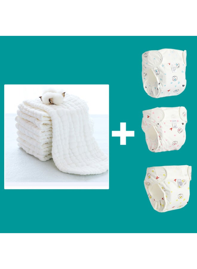 Suit] Diaper Pocket Pure Cotton Baby Baby Diaper Pants Baby Breathable Washable Waterproof Leak-proof Diaper