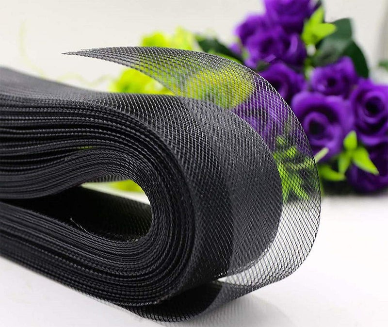 Abbaoww Stiff Horsehair Braid 3 Inch Wide 25 Yards for Polyester Boning Sewing Wedding Dress Dance Gowns Dress Accessories, Black - Image 1