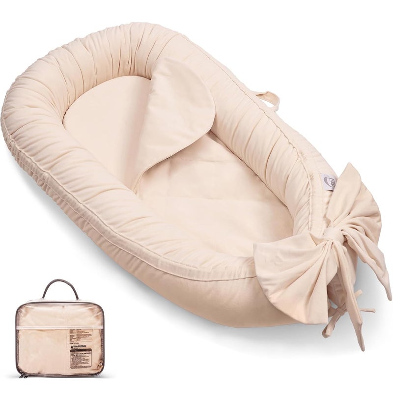 EAQ EAQ Baby Lounger Cover Snuggle Me Lounger Portable Baby Nest Cover Breathable  Soft Organic Cotton Baby Lounger Pillow Safe Baby Bassinet for Travel Playtime - Image 1
