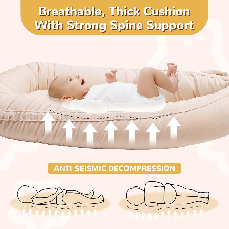 EAQ EAQ Baby Lounger Cover Snuggle Me Lounger Portable Baby Nest Cover Breathable  Soft Organic Cotton Baby Lounger Pillow Safe Baby Bassinet for Travel Playtime - Image 5