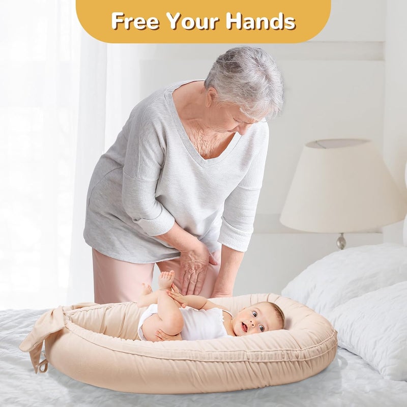 EAQ EAQ Baby Lounger Cover Snuggle Me Lounger Portable Baby Nest Cover Breathable  Soft Organic Cotton Baby Lounger Pillow Safe Baby Bassinet for Travel Playtime - Image 2