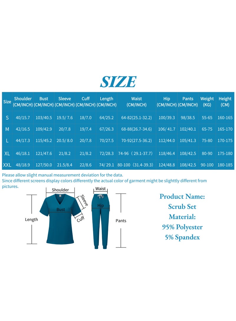 Loquat Womens Medical Scrubs Set Medical Uniform Set Cyan Green - Image 2