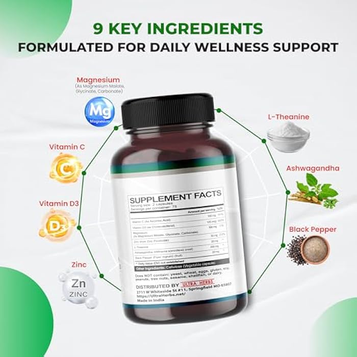 ULTRA HERBS Tripple Magnesium Complex, with Magnesium Malate, Glycinate, Citrate - High Absorption Magnesium Supplement for Sleep Quality, Nerve & Muscle Relaxation | 150 Capsules - Image 4