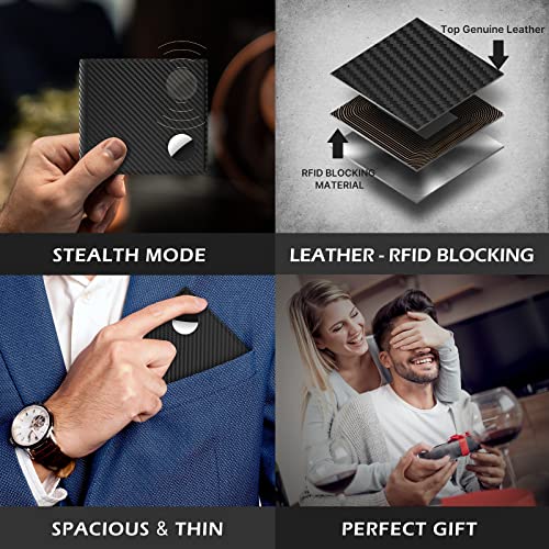 typecase Mens Leather Wallet with AirTag Holder: Hidden Pocket Compatible with Apple Air Tag,Top Grain Leather, Bifold, Slim, RFID Blocking - 10 Card Capacity | Bill Divider | ID Window - Image 2