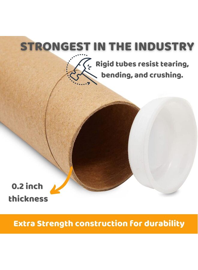 Mailing Tubes with Caps, 2x12-Inch Kraft Paper Poster Tube for Shipping, Packing, Bulk Round Packaging, Cardboard Mailers, Art Prints, Maps, Blueprint (Size : 12PCS) - Image 3