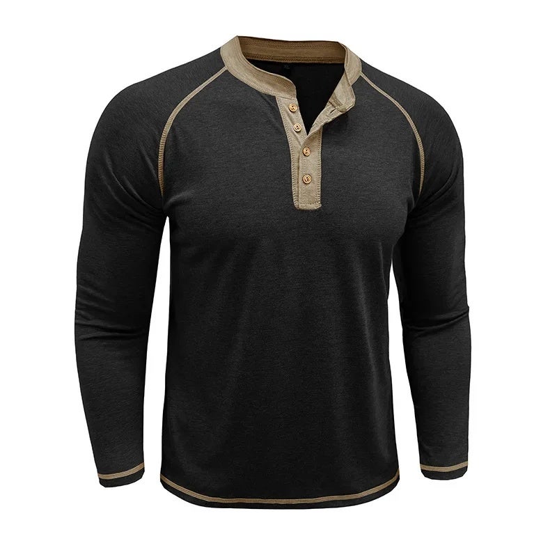 and Men''s Long-Sleeved Round Neck T-Shirts, Export Men''s Bottoming Shirts, Autumn and Winter Men''s Henry T-Shirts, Style - Image 3