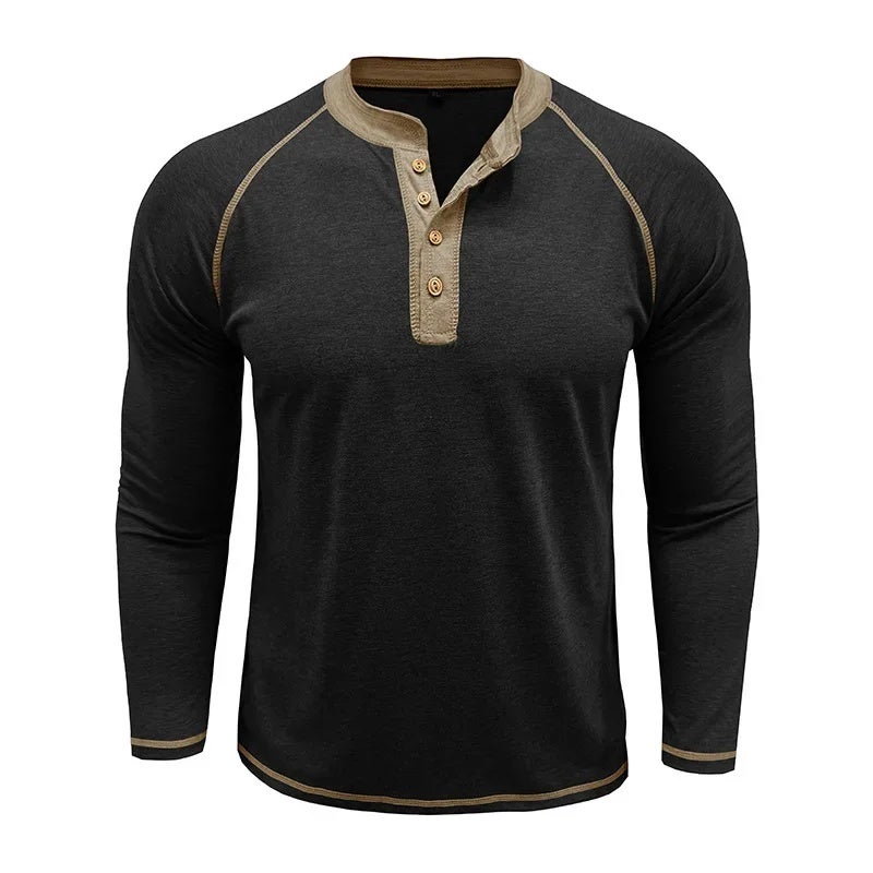 and Men''s Long-Sleeved Round Neck T-Shirts, Export Men''s Bottoming Shirts, Autumn and Winter Men''s Henry T-Shirts, Style - Image 4
