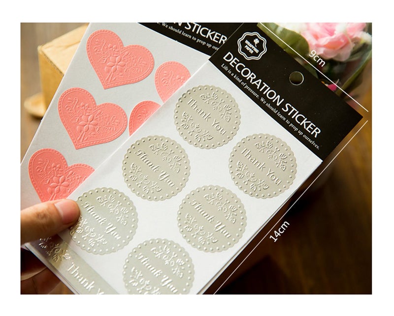 T-shin Envelopes Label Stickers Love Heart Shape Stickers 60 PCS Kraft Paper Thank You Stickers Retro Metallic DIY Decorative Adhesive Label for Packaging Bake Decoration Wedding Party Gift (Pink) - Image 4