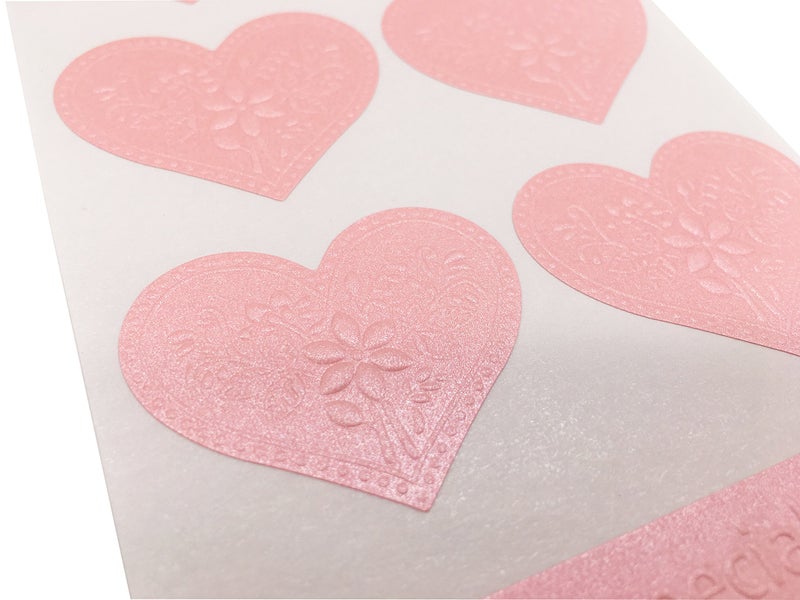 T-shin Envelopes Label Stickers Love Heart Shape Stickers 60 PCS Kraft Paper Thank You Stickers Retro Metallic DIY Decorative Adhesive Label for Packaging Bake Decoration Wedding Party Gift (Pink) - Image 2