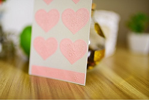 T-shin Envelopes Label Stickers Love Heart Shape Stickers 60 PCS Kraft Paper Thank You Stickers Retro Metallic DIY Decorative Adhesive Label for Packaging Bake Decoration Wedding Party Gift (Pink) - Image 3