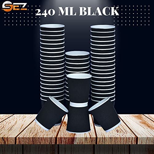 SEZ Ripple Paper Disposable Coffee Cups for Event Wedding Party-240 Ml, (Pack of 100 Pcs) (Black) - Image 3