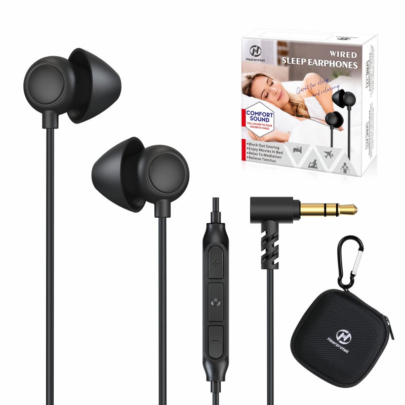Hearprotek Sleep Earbuds, 2 Pairs Soft Comfortable in-Ear Earphones with Mic-Low Profile Noise Reduction Headphones for Sleeping on Side, Snoring, Yoga, Travel, Mediation & Relaxation - Image 1