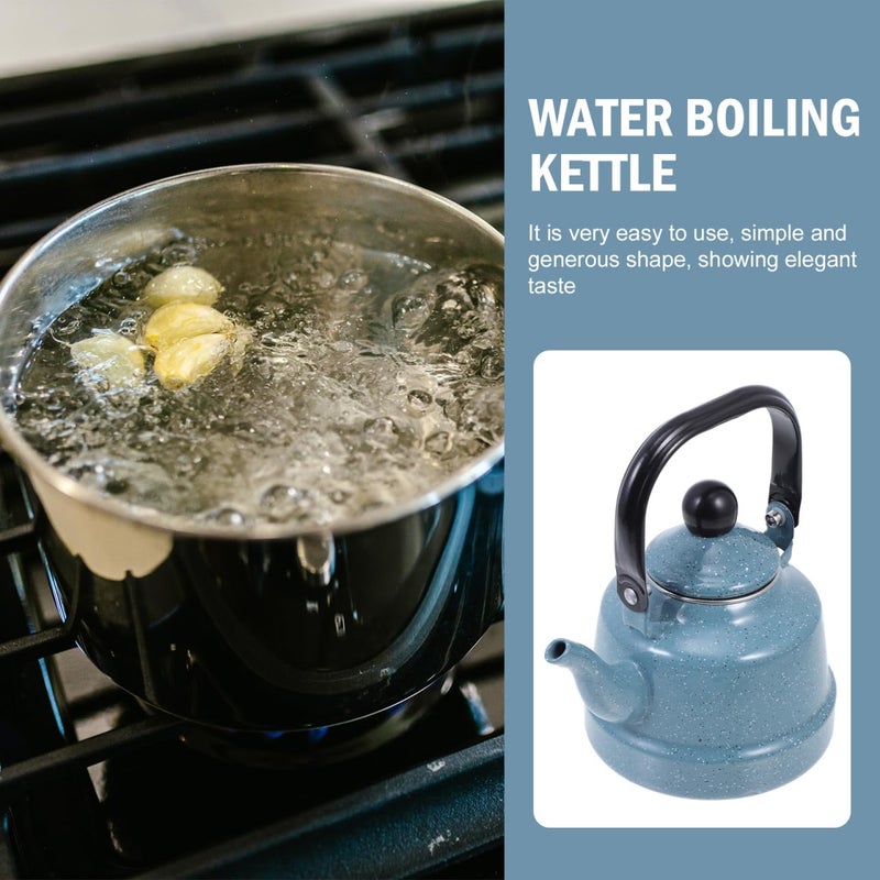 DOITOOL Enamel Tea Kettle Vintage Enamel Teapot 1.1 L Porcelain Tea Kettle Camping Coffee Kettle Stovetop Kettle Hot Water Boiler Pot for Hot Water, Tea Accessories - Image 4